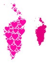 Pink Love Pattern Map of Krasnoyarskiy Kray