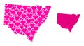 Pink Love Pattern Map of New South Wales