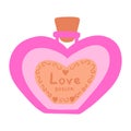 Pink love potion in a heart-shaped bottle Royalty Free Stock Photo