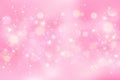 Pink lovely background with hearts bokeh and glitter. Pastel vector fantasy gradient for Valentine Day. Romantic blurred Royalty Free Stock Photo