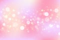 Pink lovely background with hearts and glitter. Pastel vector gradient for Valentine Day. Romantic blurred sky. Royalty Free Stock Photo