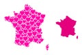 Pink Lovely Collage Map of France