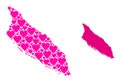 Pink Lovely Mosaic Map of Aruba Island