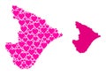 Pink Lovely Mosaic Map of Sergipe State