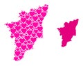 Pink Lovely Mosaic Map of Tamil Nadu State