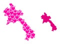 Pink Lovely Pattern Map of Laos