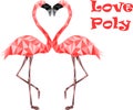 Pink low poly flamingos in love. Web secure colors Royalty Free Stock Photo
