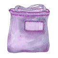 Pink lunch bag watercolor sketchy take away illustration