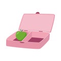 Pink lunch box with apple inside. Zero waste concept.