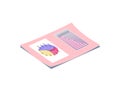 Pink Lying Paper with Calendar and Chart Vector