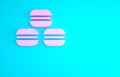 Pink Macaron cookie icon isolated on blue background. Macaroon sweet bakery. Minimalism concept. 3d illustration 3D