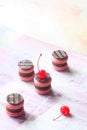 Pink Macarons Filled with Chocolate Ganache and Cherry Confit Royalty Free Stock Photo