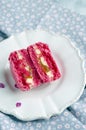 Pink macarons with vanilia cream Royalty Free Stock Photo