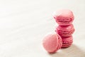 Pink macaroons french sweets stack Royalty Free Stock Photo