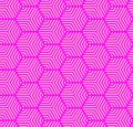 Pink on magenta multi hexagonal line pattern seamless repeat background Royalty Free Stock Photo