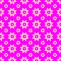 Pink on magenta with two different sized stars with squares and circles seamless repeat pattern background Royalty Free Stock Photo