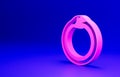 Pink Magic symbol of Ouroboros icon isolated on blue background. Snake biting its own tail. Animal and infinity