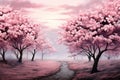 Pink magical forest. Generate Ai Royalty Free Stock Photo