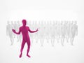 Pink man dancing in front of a crowd Royalty Free Stock Photo