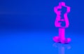 Pink Mannequin icon isolated on blue background. Tailor dummy. Minimalism concept. 3d illustration. 3D render