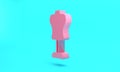 Pink Mannequin icon isolated on turquoise blue background. Tailor dummy. Minimalism concept. 3D render illustration