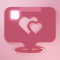 Pink Map pointer with heart icon isolated on pink background. Valentines day. Love location. Romantic map pin Royalty Free Stock Photo