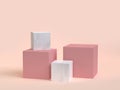 Pink marble cube-box podium minimal cream background 3d render