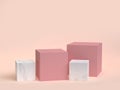 Pink marble cube-box podium minimal cream background 3d render