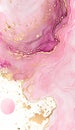 Pink marble liquid texture with gold glitter. Fluid art. Vector illustration