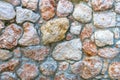 Pink marble stone wall texture background. Closeup surface grunge limestone texture, stonework rock, old pattern clean grid uneven Royalty Free Stock Photo