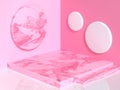 pink marble texture geometric shape blank abstract podium wall floor corner 3d render