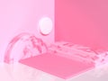 Pink marble texture geometric shape blank abstract podium wall floor corner 3d render