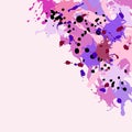 Pink maroon purple lilac ink splashes background copy space