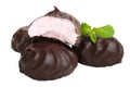 Pink marshmallows in chocolate Royalty Free Stock Photo