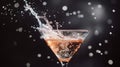 Pink Martini Cocktail Splash in Elegant Glass Royalty Free Stock Photo