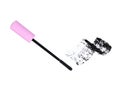 Pink mascara brush with black strokes isolated on white Royalty Free Stock Photo
