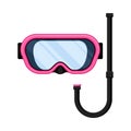 Pink mask for swimming. Vector illustration on white background.