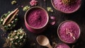 Pink matcha tea a beautiful cup, pitahaya healthy drink beverage sweet