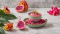 Pink matcha tea a beautiful cup, pitahaya healthy drink beverage sweet superfood