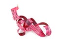 Pink measuring tape isolaten on a white Royalty Free Stock Photo