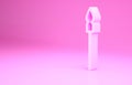 Pink Medieval spear icon isolated on pink background. Medieval weapon. Minimalism concept. 3d illustration 3D render