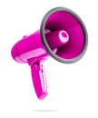 Pink megaphone isolated on white background. File contains a path to isolation.