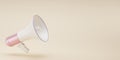 Pink megaphone loudspeaker isolate on beige background. Royalty Free Stock Photo