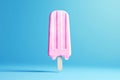 Pink melting popsicle on a blue background.