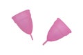 Pink menstrual cups isolated on a white background. Woman hygiene Royalty Free Stock Photo