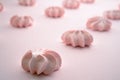Pink meringue close up with blurred background