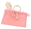Pink mesh cosmetic bag