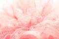 Pink mesh material close up.