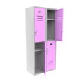 Pink metal locker with open doors. Two level compartment. 3d rendering illustration Royalty Free Stock Photo