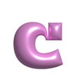 Pink metal shiny reflective letter C 3D illustration